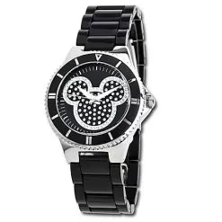 Disney Wrist Watch - Pavé Crystal Mickey Mouse In Black For Women