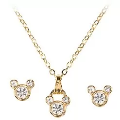 Disney Necklace And Earring Set - Crystal Mickey Mouse -- 3-Pc.