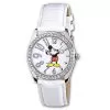 Disney Wrist Watch - White Leather Glitter Mickey Mouse