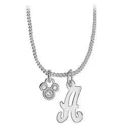 Disney Necklace - Silver Initial Crystal Mickey Mouse