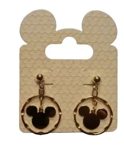 Disney Dangle Earrings - Mickey Mouse Icon - Double Gold