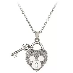 Disney Arribas Necklace - Mickey Mouse Heart And Key - Crystal