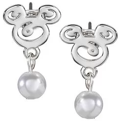 Disney Earrings - Sterling Silver Mickey Mouse Dangling Swirl