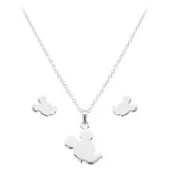 Disney Necklace And Earrings Set - Silver Silhouetted Mickey Mouse