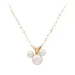 Disney Necklace - Pearl Mickey Mouse Icon - 14 KT Gold
