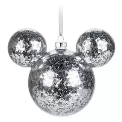 Disney Mickey Ears Ornament - Mickey Mouse Icon - Silver Confetti