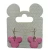 Disney Dangle Earrings - Mickey Mouse Icon - Pink Glitter