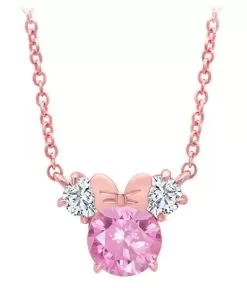 Disney Crislu Necklace - Minnie Mouse Icon - Rose Gold Bow