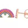 Disney Crislu Earrings - Rainbow Mickey Mouse - Rose Gold