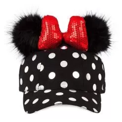 Disney Hat - Baseball Cap - Minnie Mouse Polka Dot Pom Pom - Black