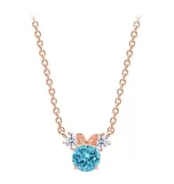 Disney Crislu Necklace For Kids - Minnie Mouse Birthstone - Rose Gold