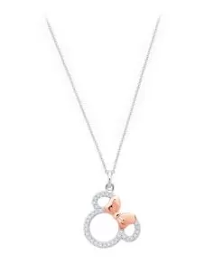Disney Crislu Necklace - Minnie Mouse Icon Silhouette - Silver