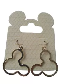 Disney Dangle Earrings - Mickey Mouse Icon Outline - Gold