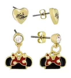 Disney Earrings Set - Dots And Dashes - Minnie Mouse Ear Hats & Hearts