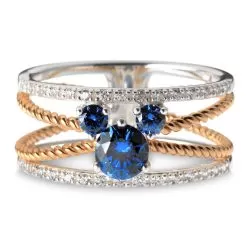 Disney Rebecca Hook Ring - Blue Mickey Mouse Icon With Rhinestones