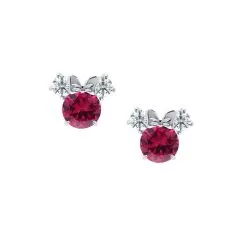 Disney Crislu Earrings - Minnie Mouse Birthstone - Platinum