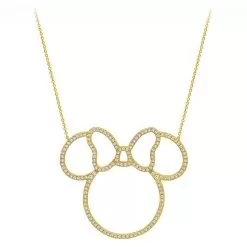 Disney Crislu Necklace - Minnie Mouse Pavé Icon Outline - Gold