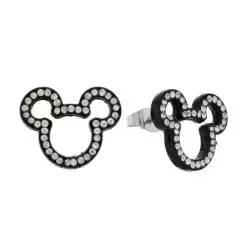 Disney Earrings - Mickey Mouse - Jeweled Cut Out - Black