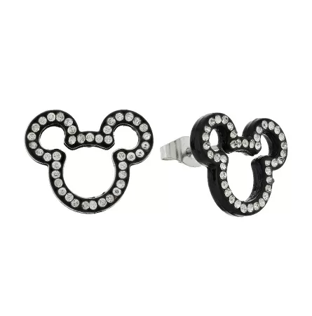 Disney Earrings - Mickey Mouse - Jeweled Cut Out - Black 1 Disney Earrings - Mickey Mouse - Jeweled Cut Out - Black
