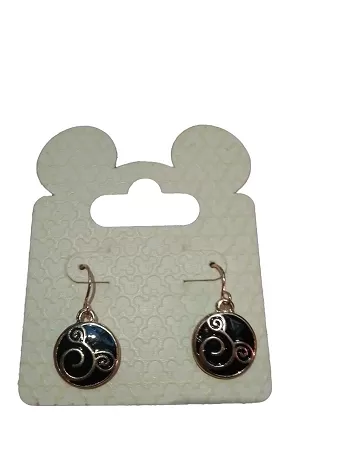 Disney Dangle Earrings - Swirl Mickey Mouse Icon - Black And Gold 1 Disney Dangle Earrings - Swirl Mickey Mouse Icon - Black And Gold
