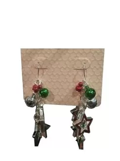Disney Dangle Earrings - Christmas - Mickey Mouse Icon, Stars And Bell