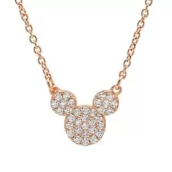 Disney CRISLU Necklace - Mickey Mouse Icon - Rose Gold
