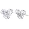 Disney CRISLU Stud Earrings - Minnie Mouse Icon - Silver