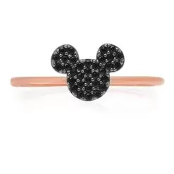 Disney CRISLU Ring - Mickey Mouse Black Pave - Rose Gold