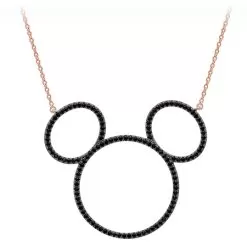 Disney CRISLU Necklace - Mickey Mouse Pave Icon - Rose Gold - Large