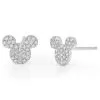 Disney CRISLU Stud Earrings - Mickey Mouse Icon - Platinum