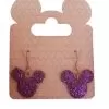 Disney Dangle Earrings - Mickey Mouse Icon - Purple Glitter