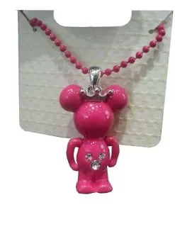 Disney Necklace - Minnie Mouse Figurine With Crown - Pink