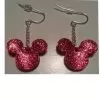 Disney Dangle Earrings - Mickey Mouse Layered Icon - Glitter Red