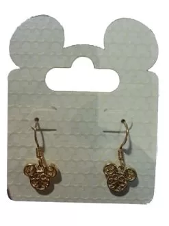 Disney Dangle Earrings - Mickey Mouse Icon Filigree - Gold