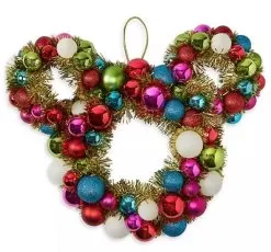 Disney Holiday Wreath - Mickey Mouse Icon Tinsel And Ornament