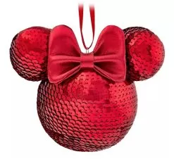 Disney Mickey Ears Icon Ornament - Minnie Mouse Sequined - Red