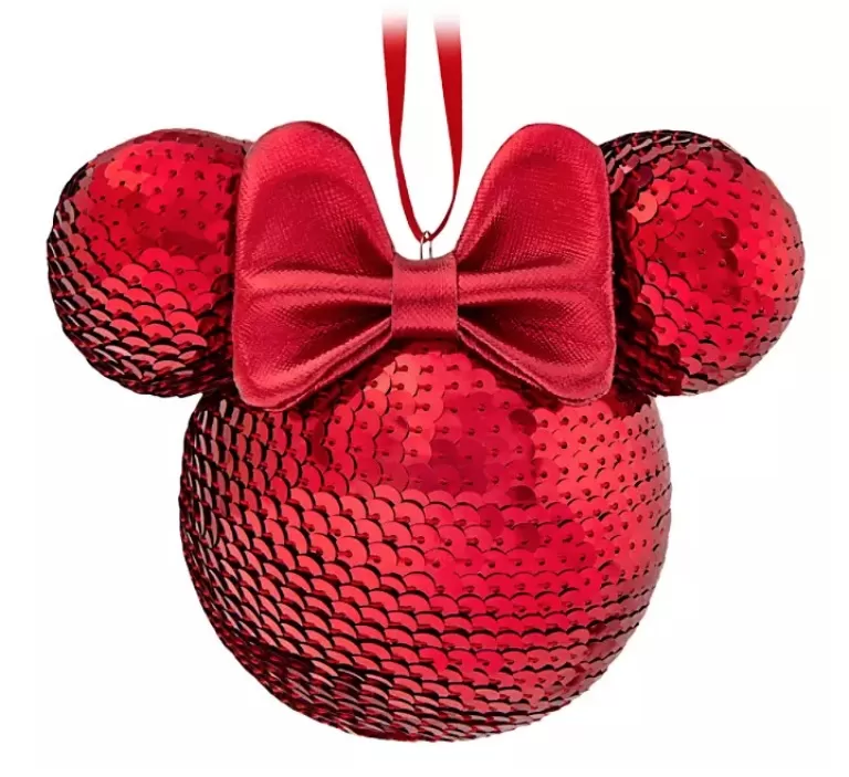 Disney Mickey Ears Icon Ornament - Minnie Mouse Sequined - Red 1 Disney Mickey Ears Icon Ornament - Minnie Mouse Sequined - Red