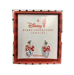 Disney Dangle Earrings - Minnie Mouse Bow With Crystal - Silver