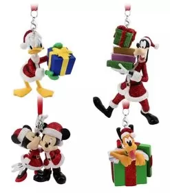 Disney Ornament Set - Santa Mickey Mouse And Friends - Set Of 4