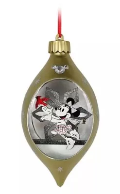 Disney Glass Drop Ornament - Minnie Mouse Light-Up - Silver & Gold