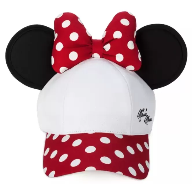 Disney Hat - Baseball Cap - Minnie Mouse Ears - White & Red 1 Disney Hat - Baseball Cap - Minnie Mouse Ears - White & Red