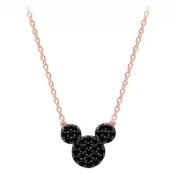 Disney CRISLU Necklace - Mickey Mouse Black Pave - Rose Gold